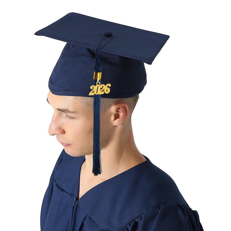 GraduationMall Unisex Adult Matte Graduation Cap with 2026 Tassel Navy Blue - Image 2